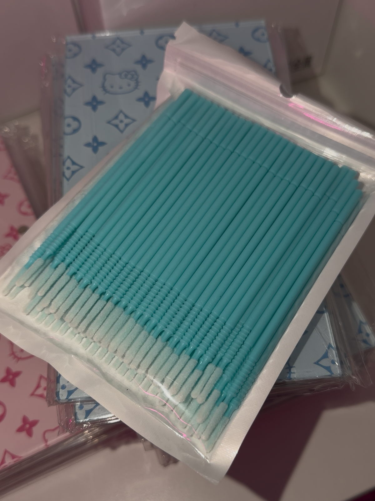 Blue long cotton microswabs