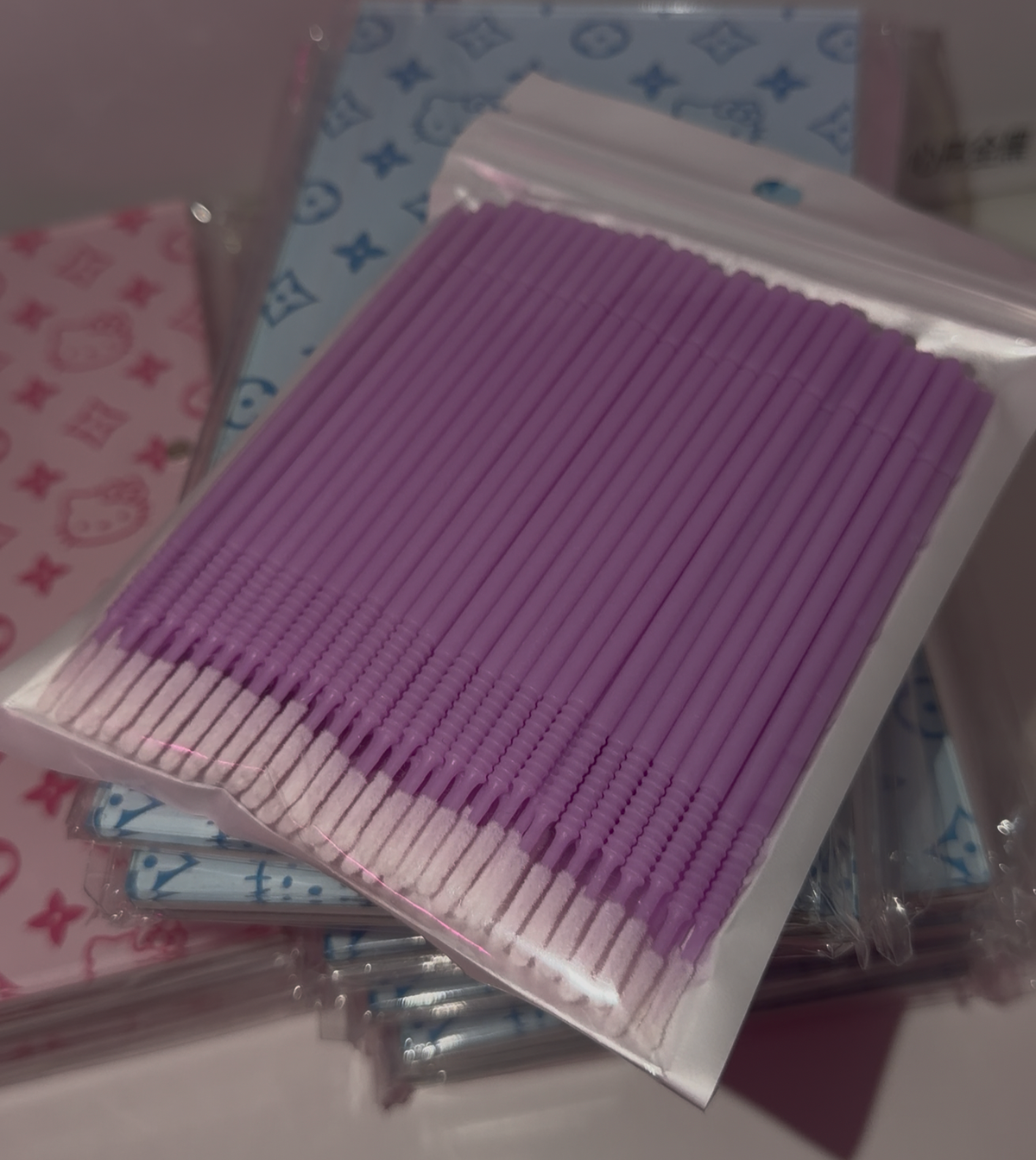 Purple long cotton microswabs
